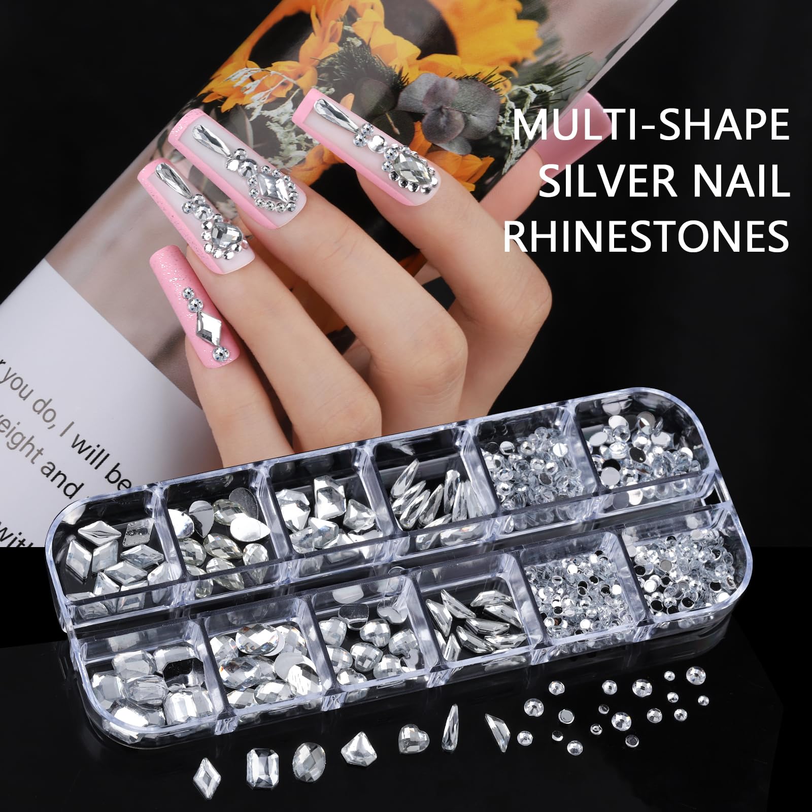 Teenitor pearl beads for nails in eight sizes for texture