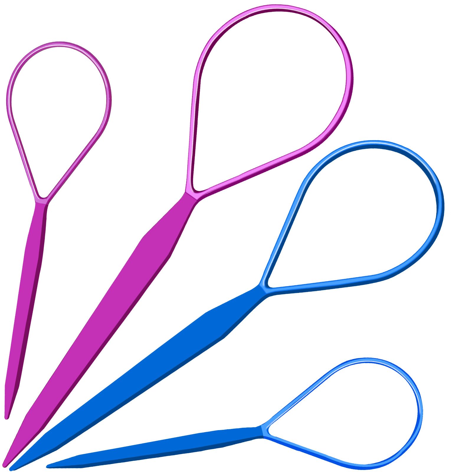 Teenitor 4-piece pony tail tool set in purple demonstrates quick pull-through braiding.