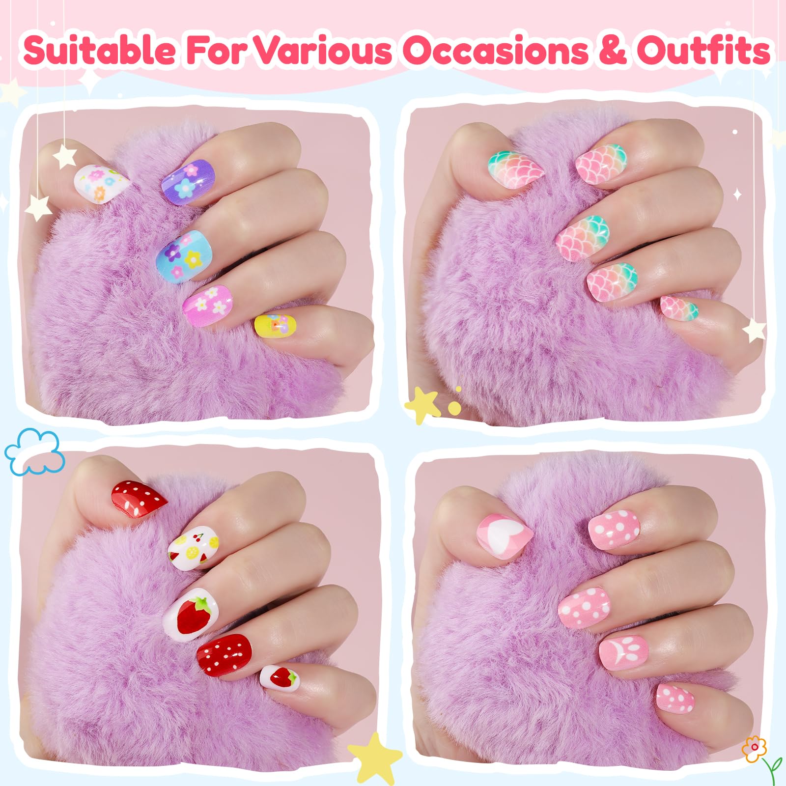 Teenitor premium acrylic kids nails lightweight and long-lasting