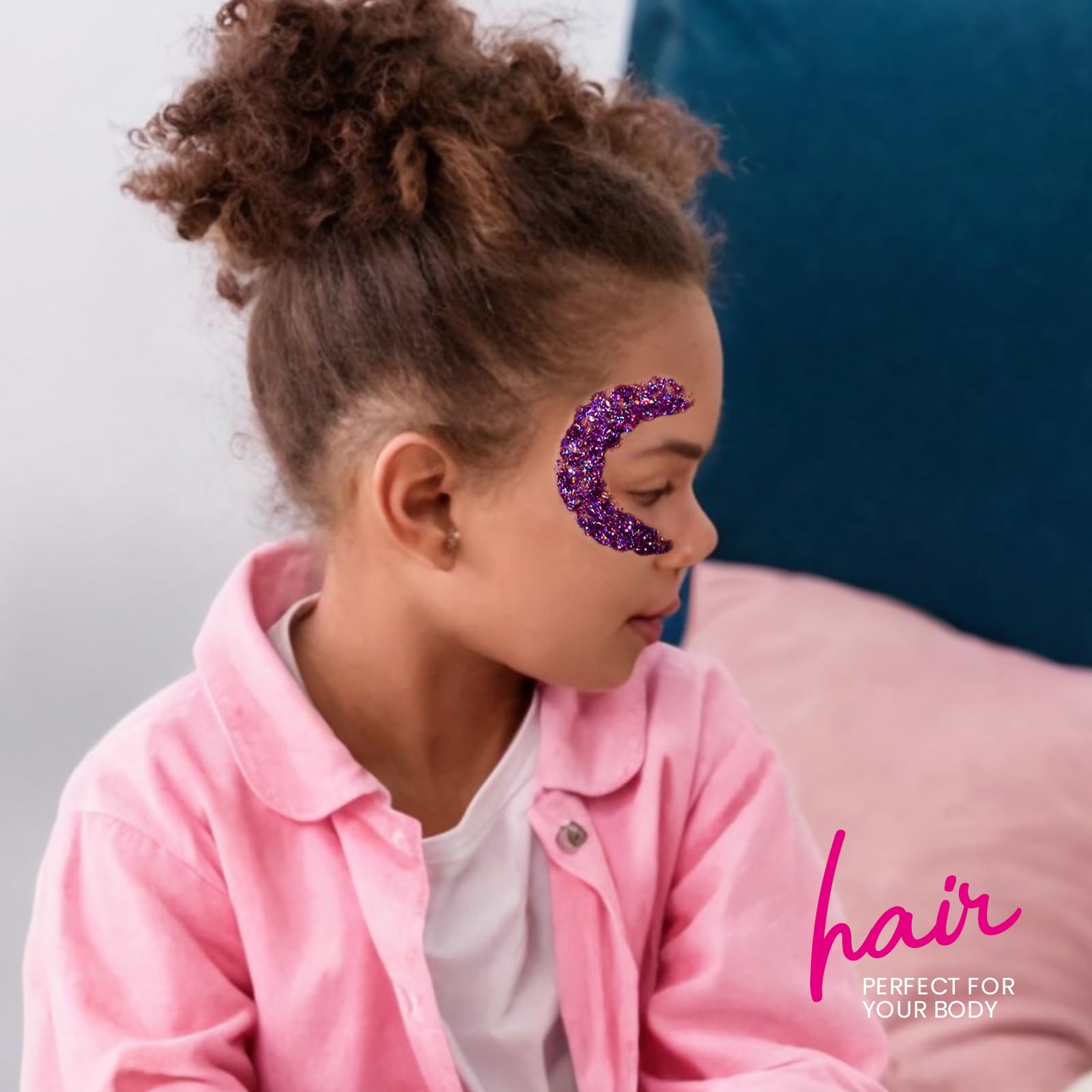 Teenitor purple glitter gel removal shown with simple wipe or rinse