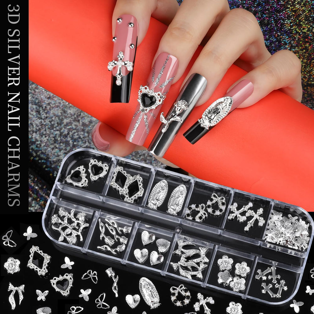 Teenitor mixed size silver rhinestones for sparkle accents