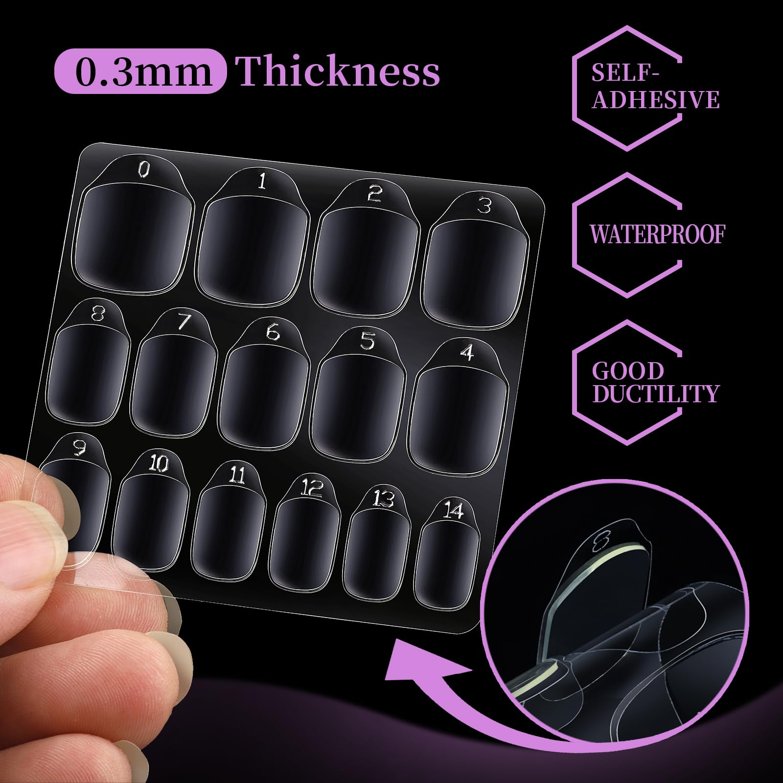 Teenitor ultra-thin 0.3mm tabs ensure natural feel on nails.