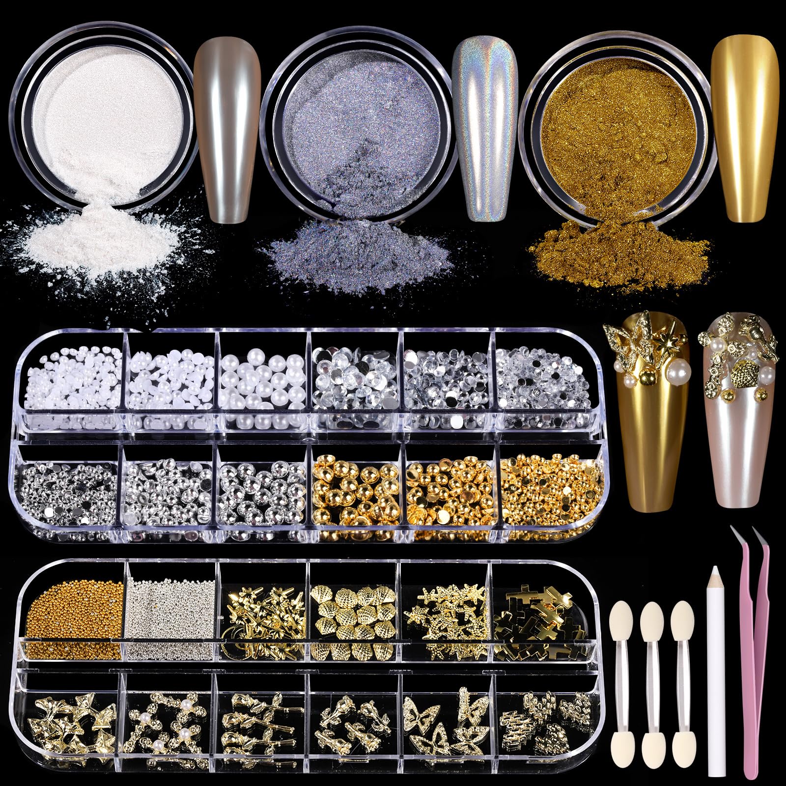 Teenitor white pearl chrome powder for a smooth mermaid chrome finish