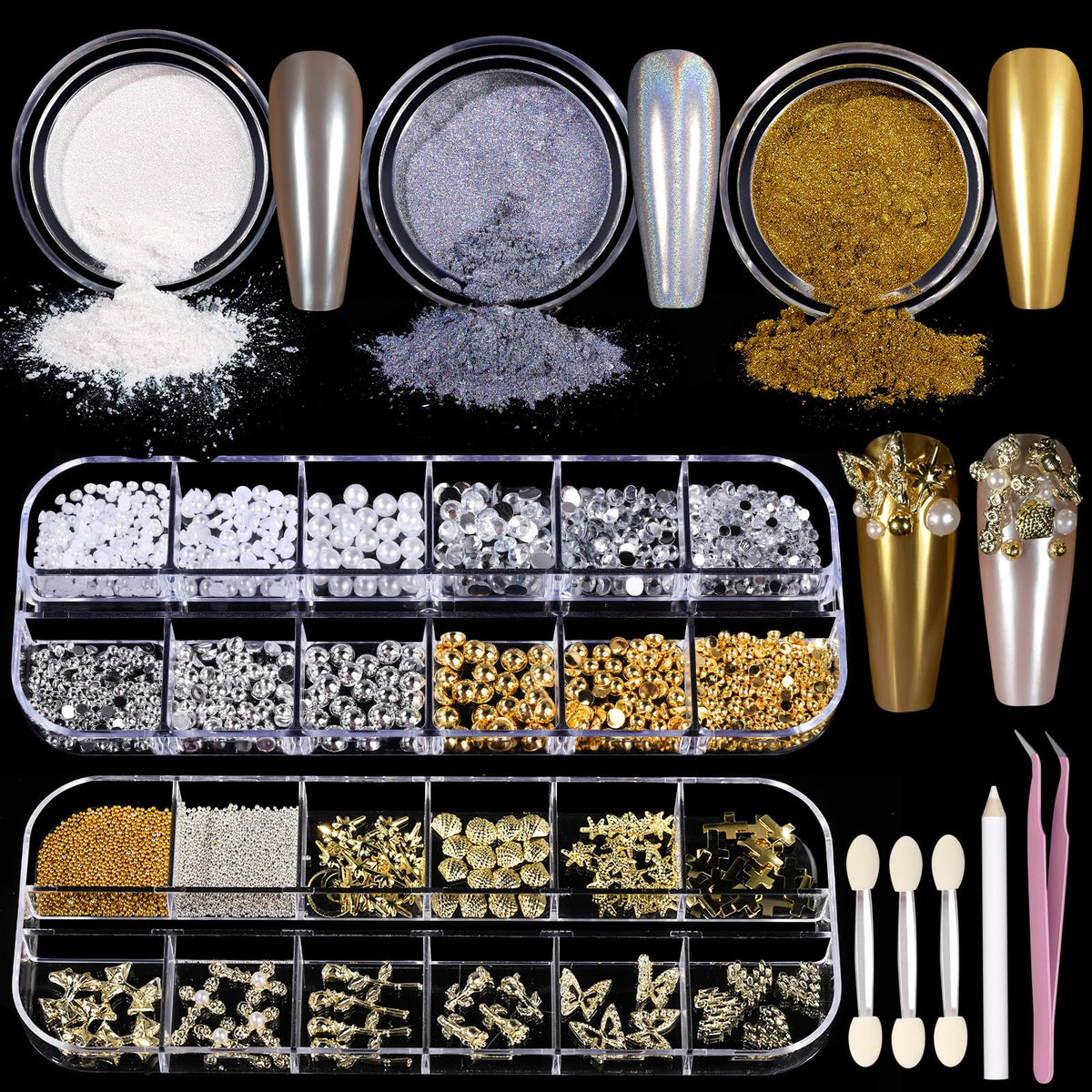 Teenitor white pearl chrome powder for a smooth mermaid chrome finish