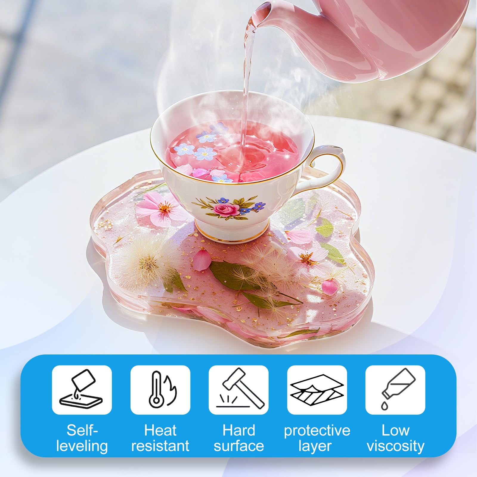 Teexpert resin used on coasters and molds for crisp shapes.