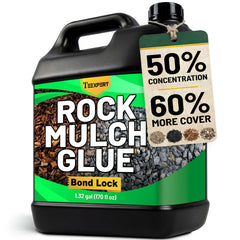 Teexpert mulch glue bottle shows concentrated formula for large landscaping projects.