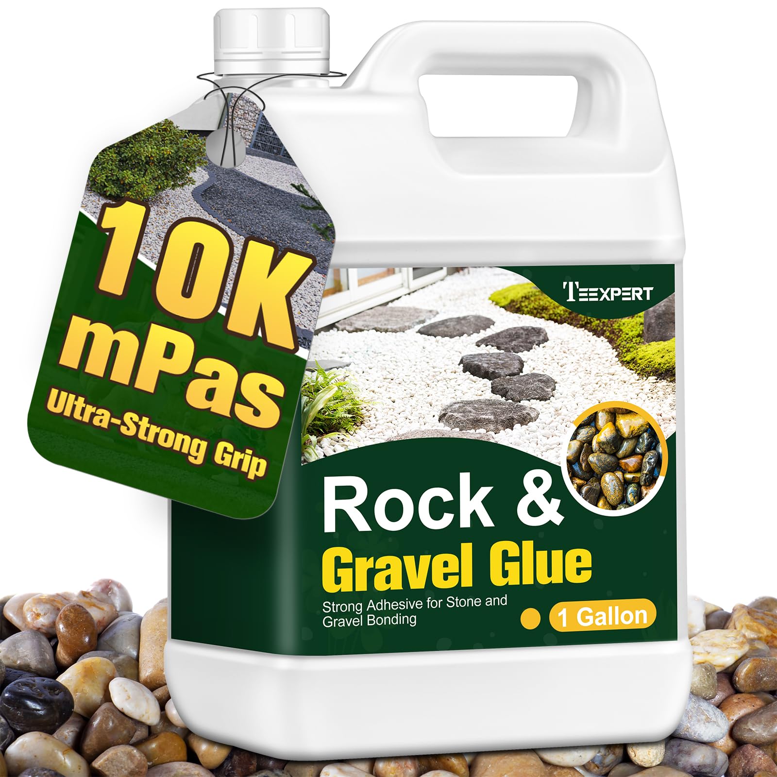 Teexpert Rock Glue bottle with spreader for quick landscape bonding.