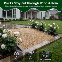Weather-resistant Teexpert rock glue securing stones through wind and rain.