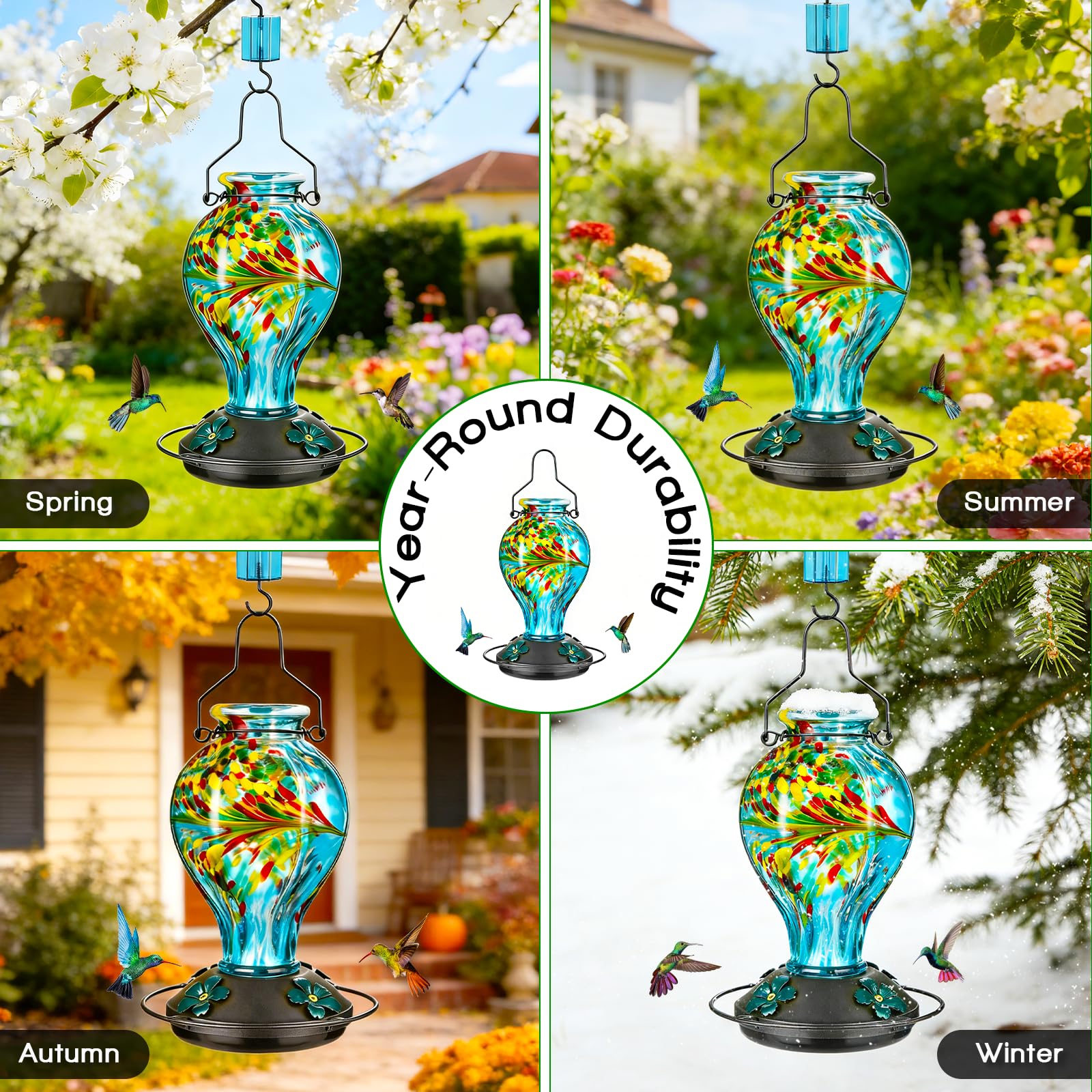 Tegarbed blue phoenix hummingbird feeder as garden decor and wildlife attraction