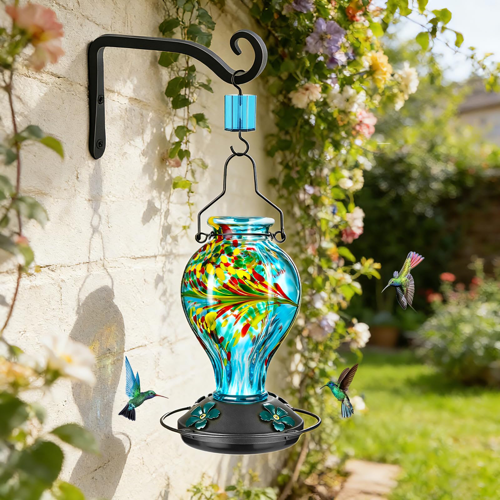 Tegarbed hand-blown glass feeder ideal gift for bird lovers and moms