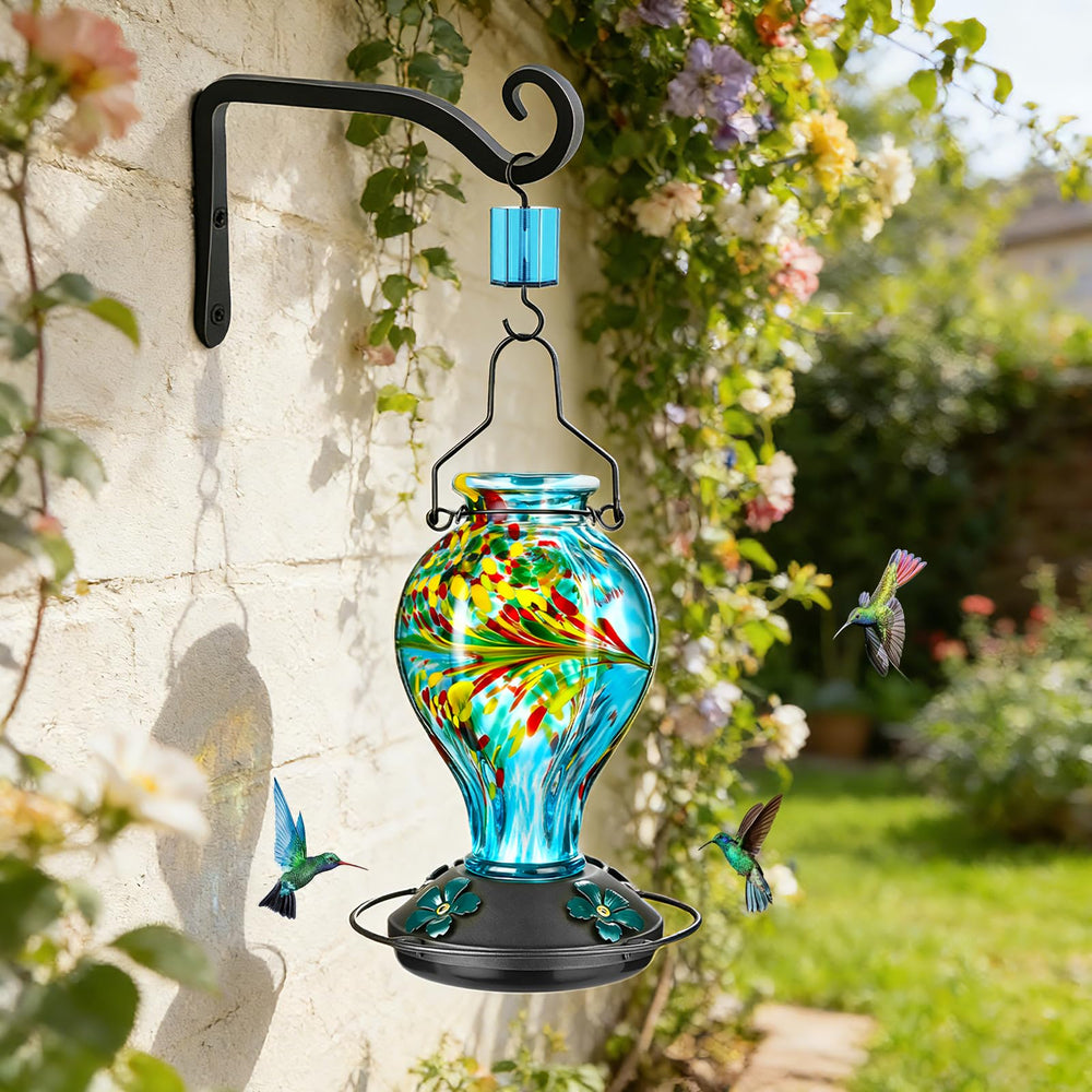 Tegarbed hand-blown glass feeder ideal gift for bird lovers and moms