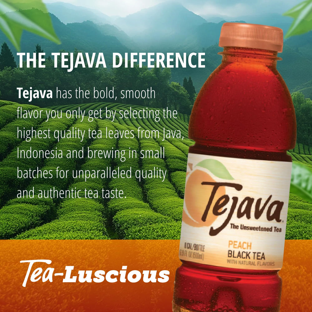 Tejava Peach Unsweetened Iced Tea ambient on-the-go hydration scene