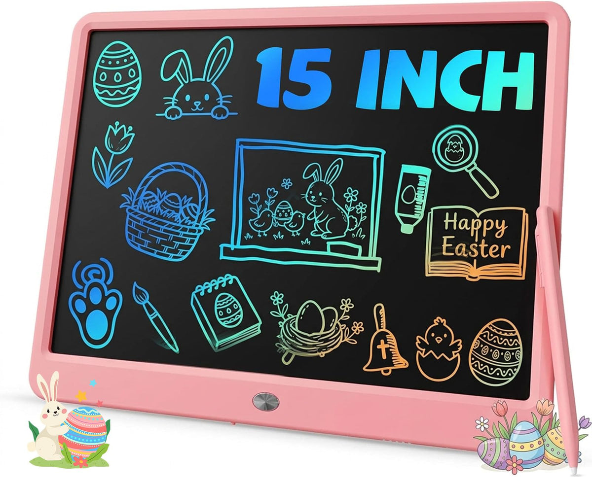 TEKFUN 15-inch pink LCD writing tablet for mess-free doodling and notes.