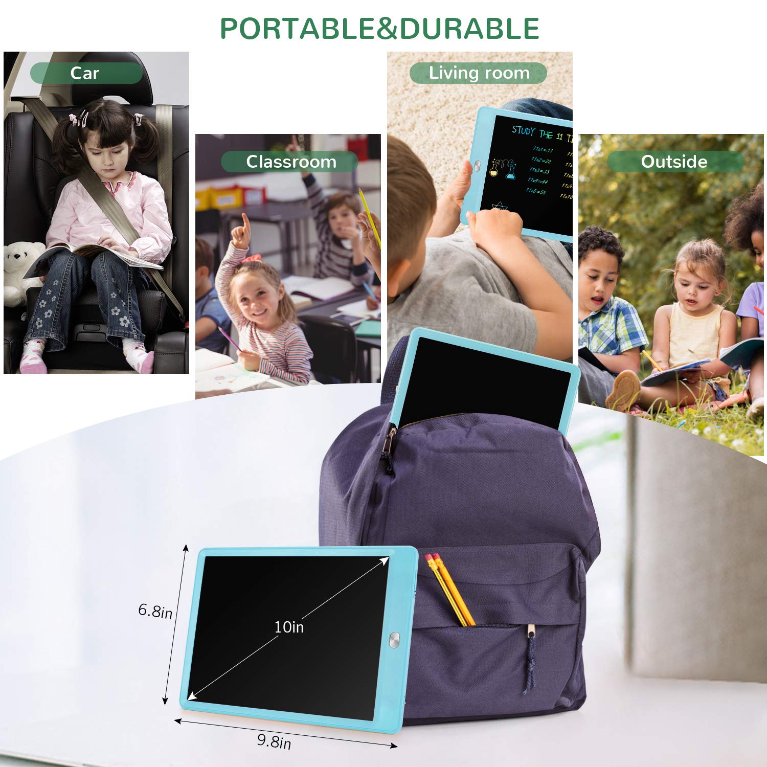TEKFUN LCD writing tablet kid drawing scene for creative doodling without paper waste.