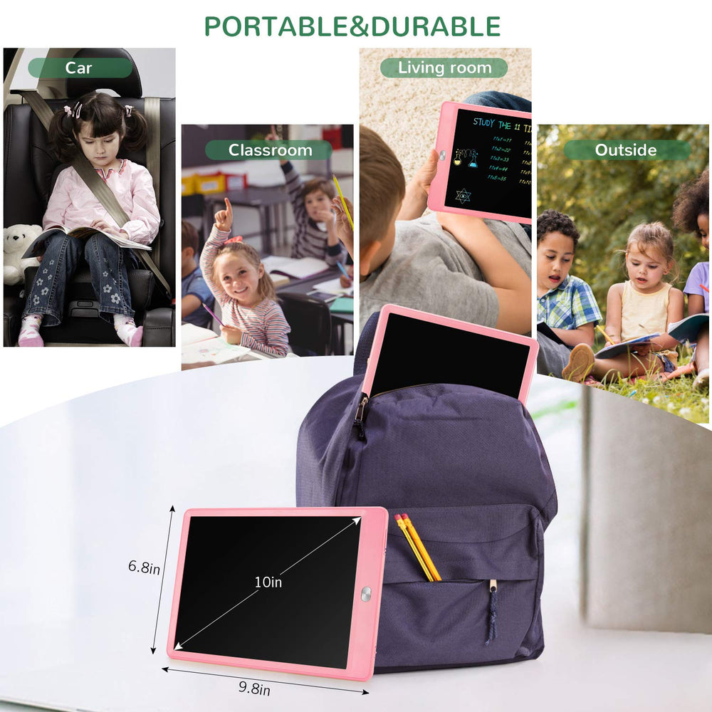 TEKFUN pink LCD writing tablet back view showing durable shell