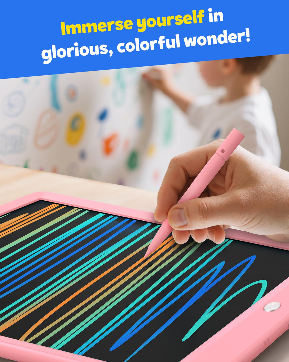 TEKFUN pink LCD writing tablet classroom scene for learning activities