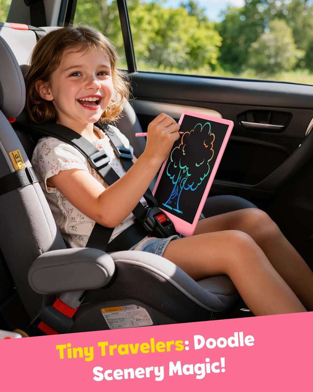 TEKFUN pink LCD writing tablet panel close-up highlighting color screen