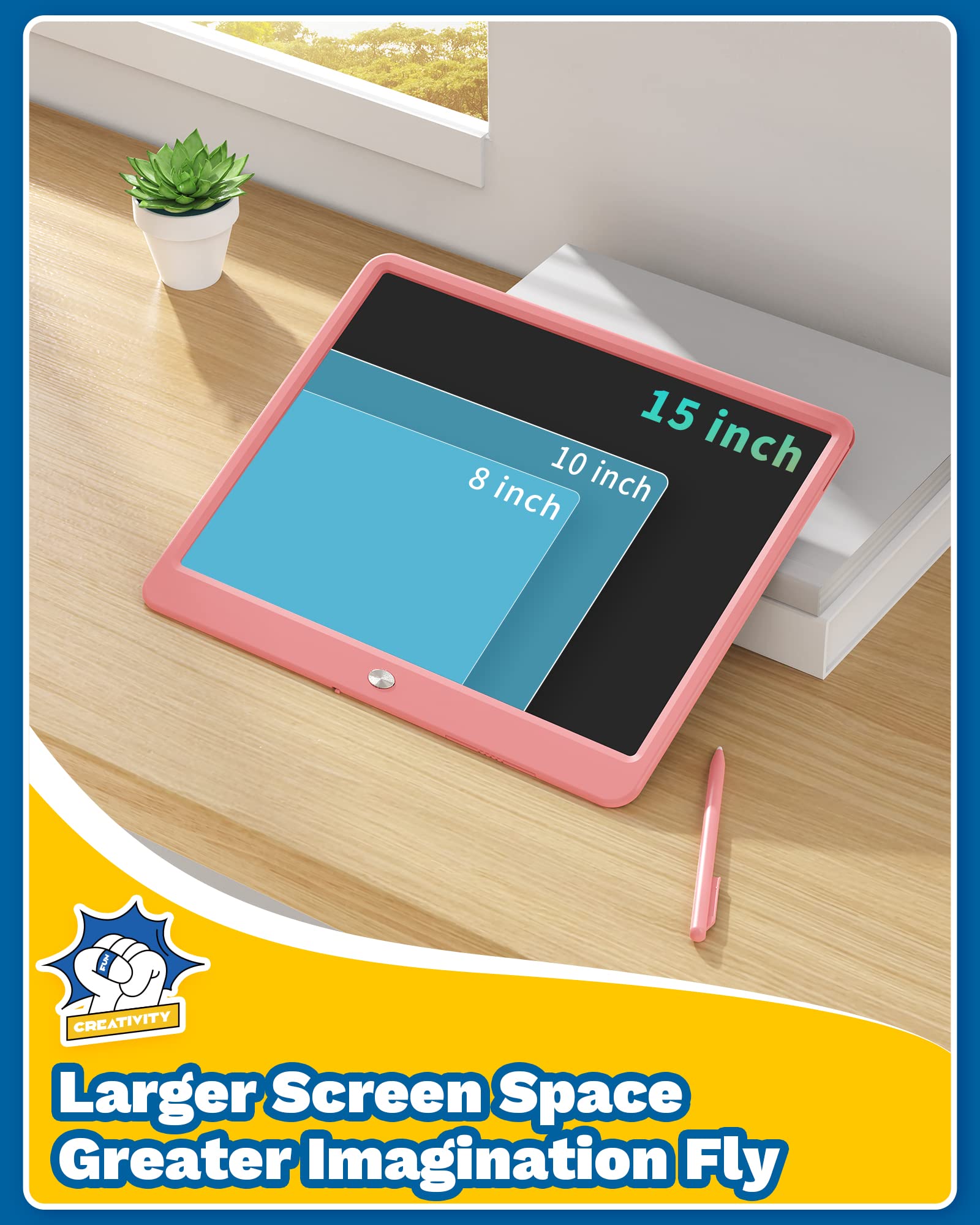 TEKFUN tablet with stand-angle for comfortable writing and viewing.