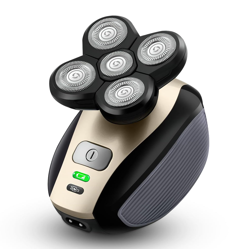 Telfun bald shaver 5-in-1 head offers flexible rotation for a smooth contour shave.
