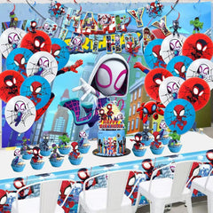 Telifor Spidey backdrop decoration enhances superhero party scenes