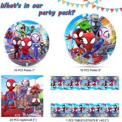 Telifor Spidey birthday plates 9in, sturdy tableware for kids' party feasts.