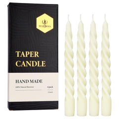 TELOSMA spiral 7 inch beeswax taper candle for clean burning.