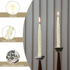 TELOSMA dripless beeswax taper with spiral design minimizes wax spill.