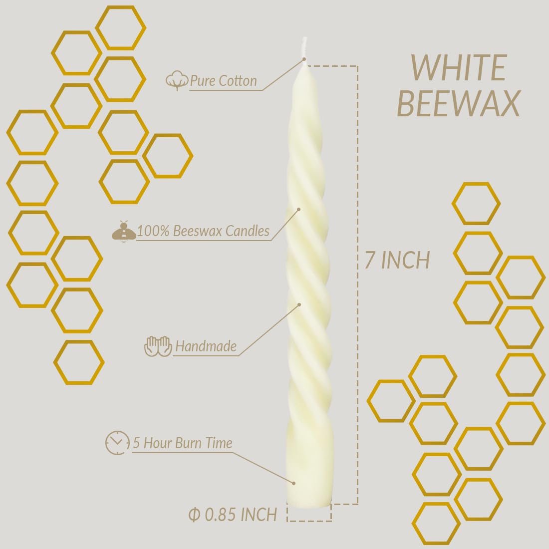 TELOSMA off white beeswax tapers come in a 4 pack for elegant table decor.
