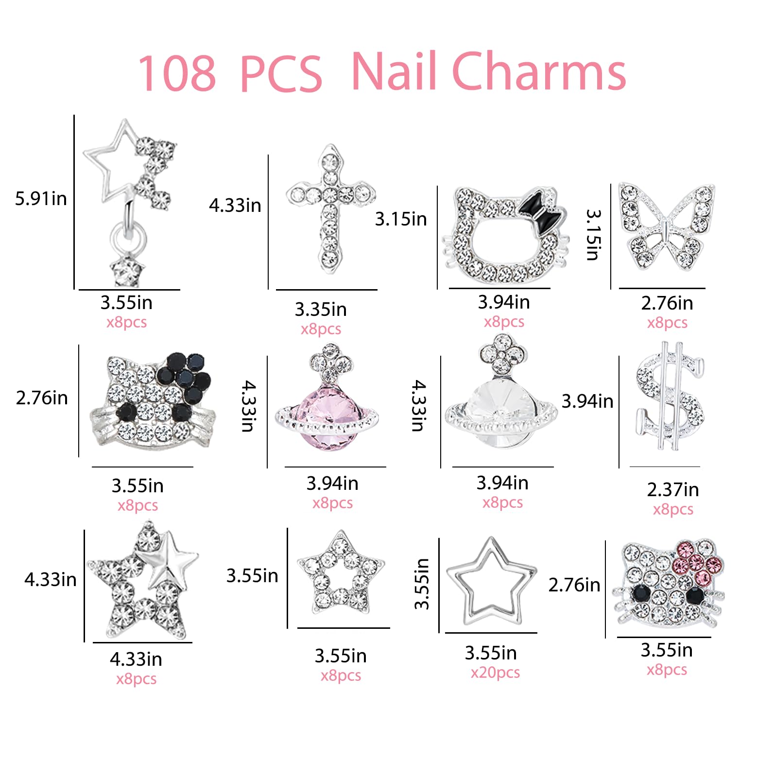 TemBelle Y2K 3D stars charms add shine to festive or everyday manicures.