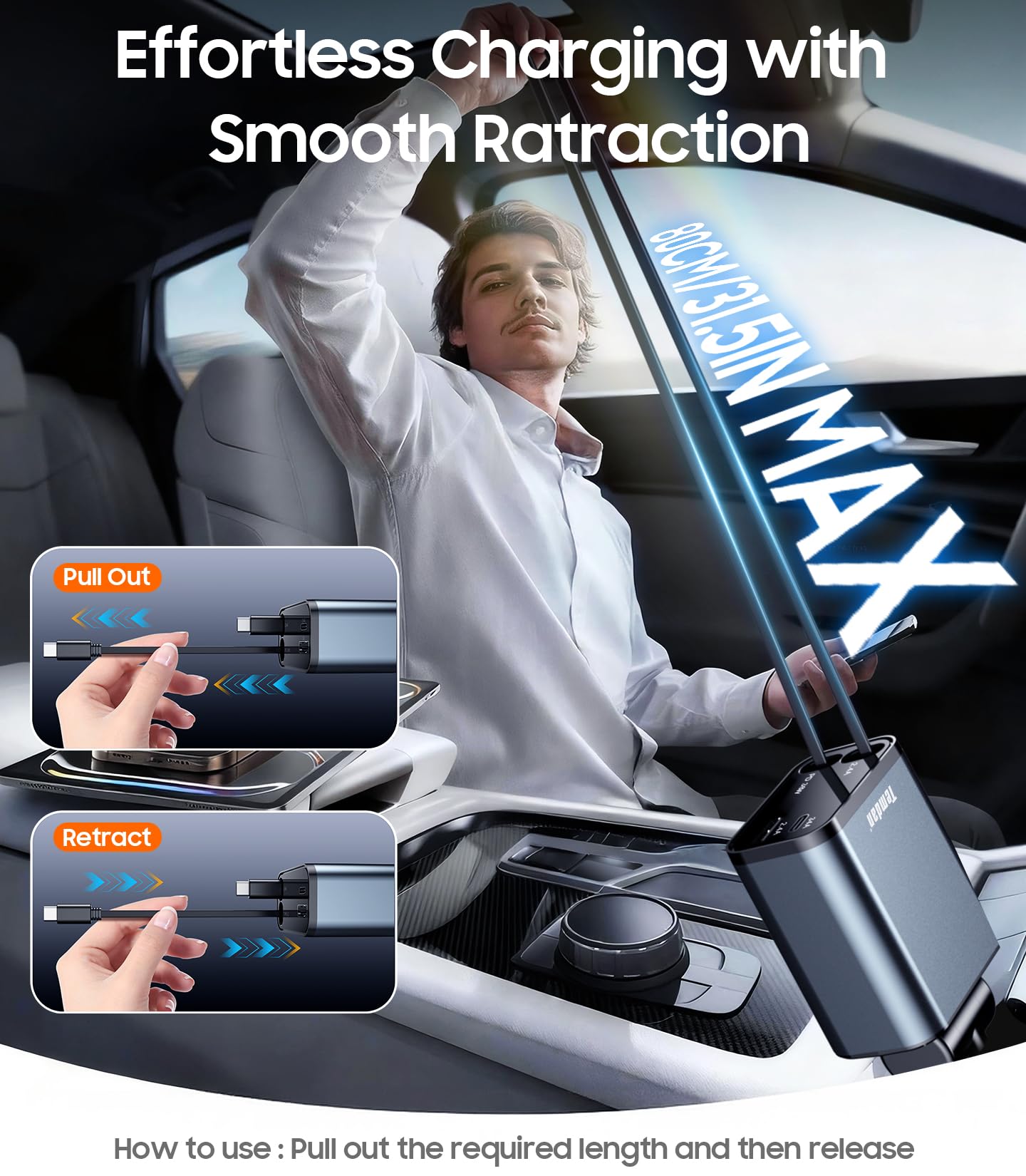 Temdan 180-degree rotating plug fits into a wide range of car outlets