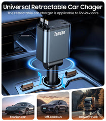 Temdan universal 12V-24V compatibility powers devices in any vehicle