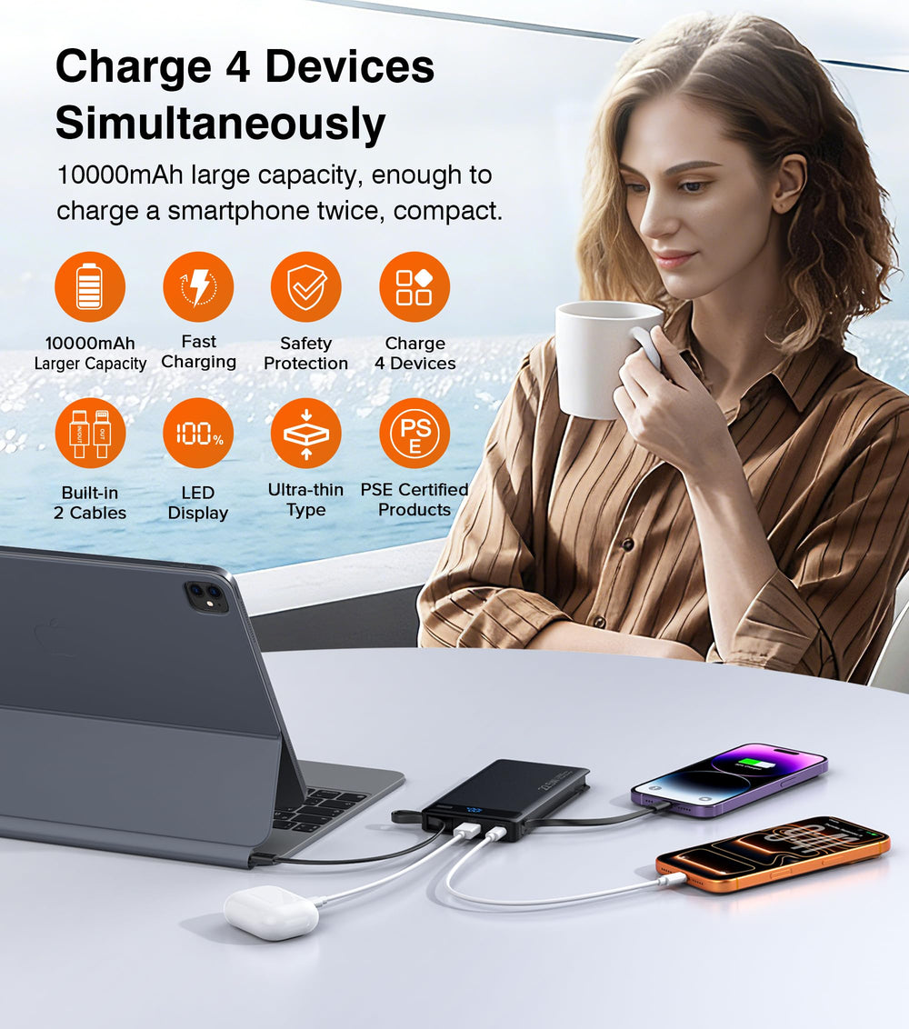 TEMINICE 22.5W PD fast charging power bank for iPhone and Android.