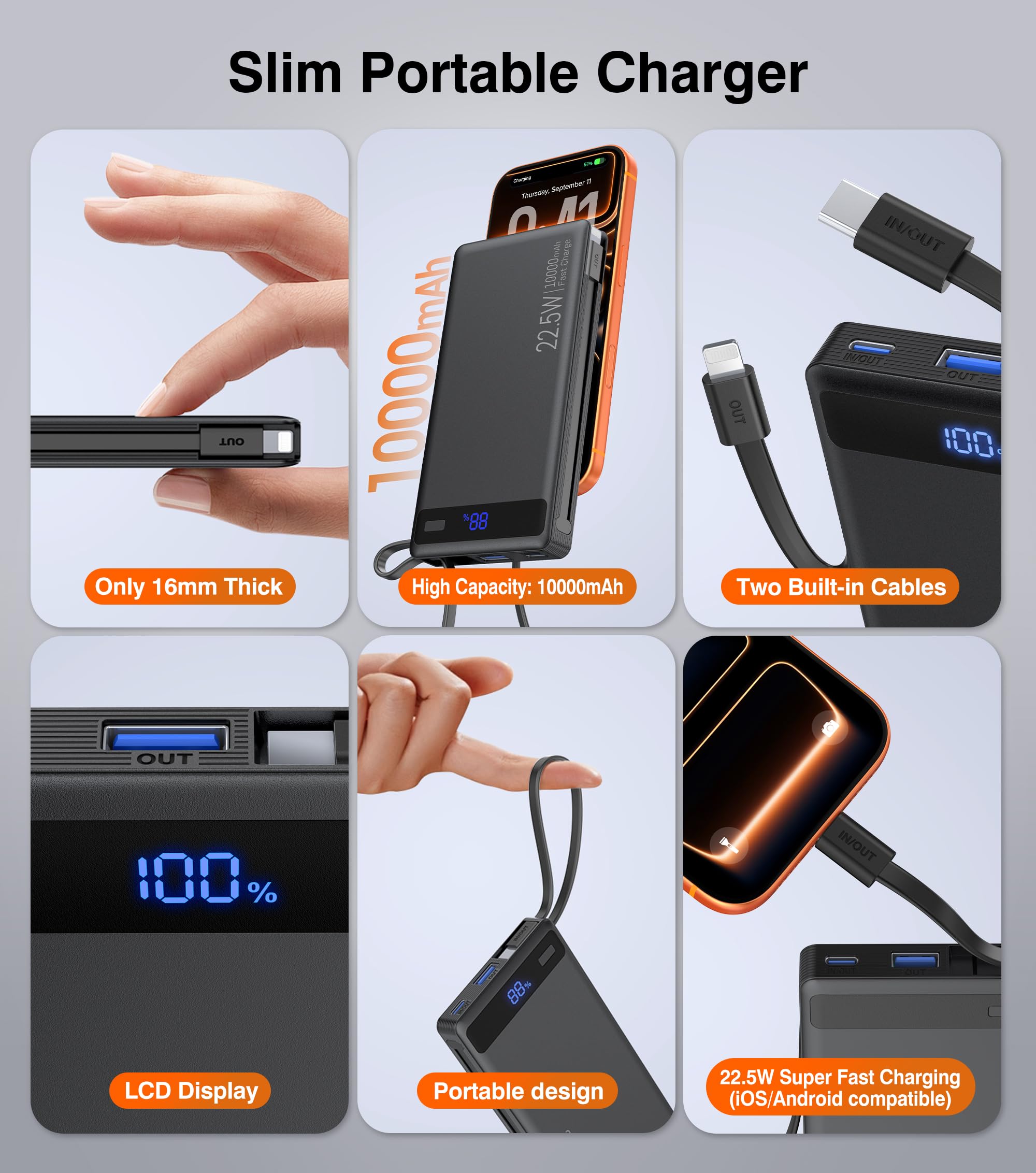 TEMINICE compact and lightweight power bank fits in pockets and bags.