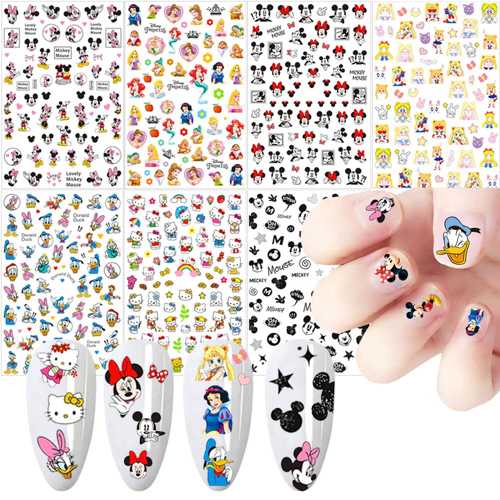 Temote cartoon nail stickers with vivid 3D designs for easy at-home application.