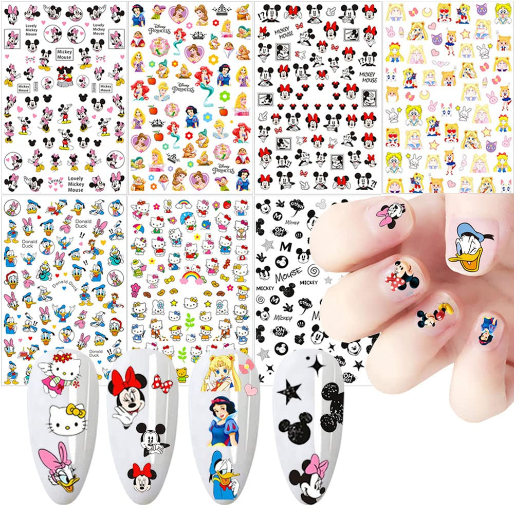 Temote cartoon nail stickers with vivid 3D designs for easy at-home application.