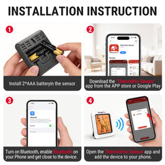TempPro app-control image demonstrates remote monitoring from up to 260 feet.