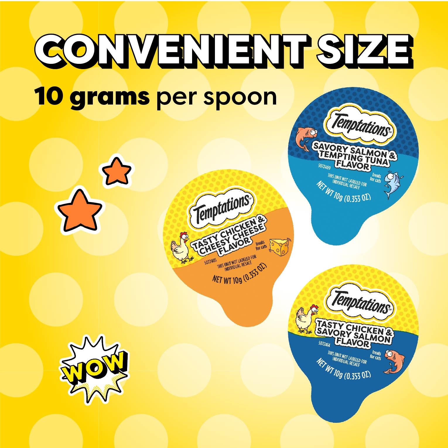 Temptations cat treats Lickable Spoons as a tasty food topper.