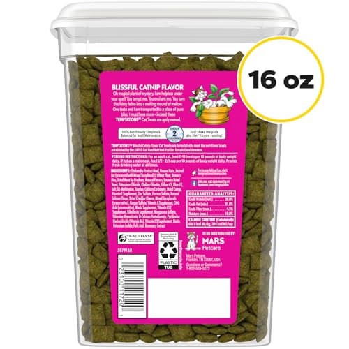 Temptations Catnip Flavor treats offer a crunchy shell and soft center.