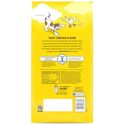 Temptations Chicken Flavor Cat Treats tempting cats with savory aroma.