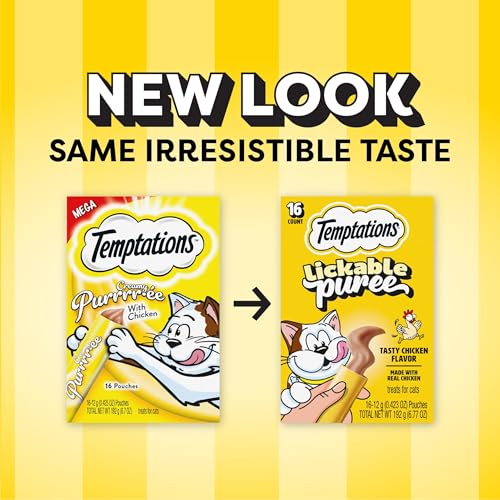 Temptations Creamy Puree squeezable tube used for hand feeding and play.