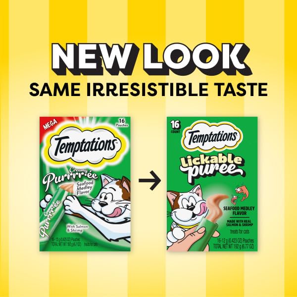 Squeeze action on Temptations puree tube showing easy feeding.