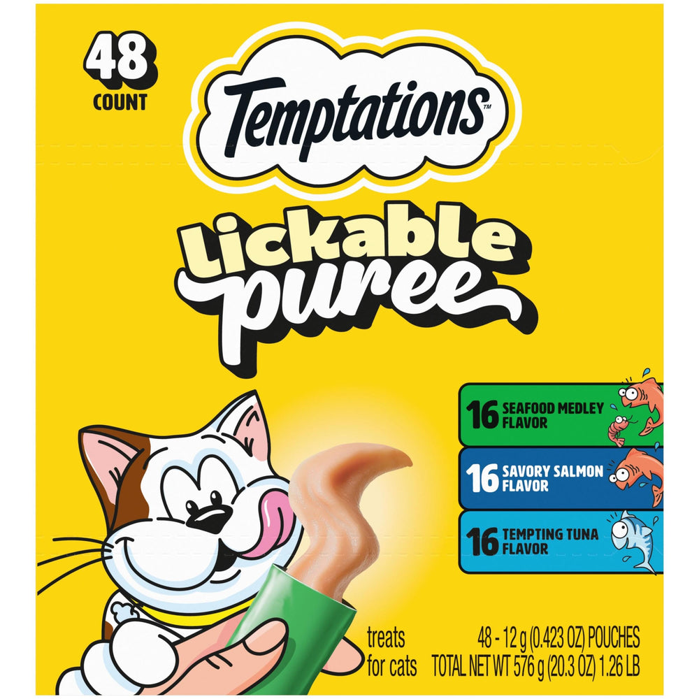 Temptations Creamy Puree Tuna Tube — irresistible lickable treat for cats.