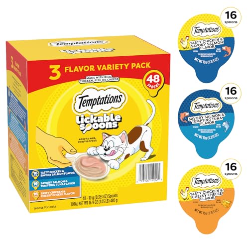 Temptations Lickable Spoons mess-free puree for easy feeding.