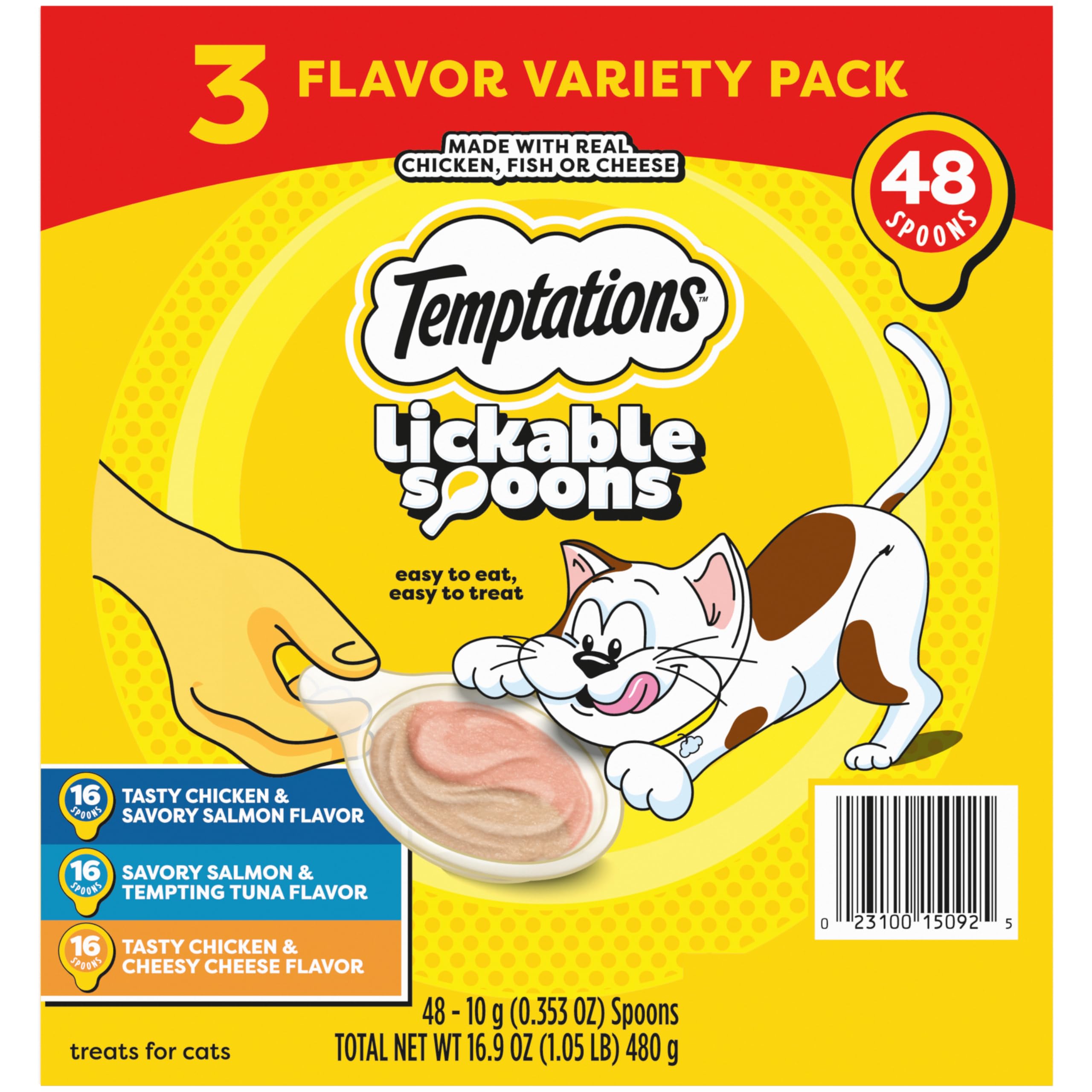 Temptations Lickable Spoons with two flavor puree for quick rewards.