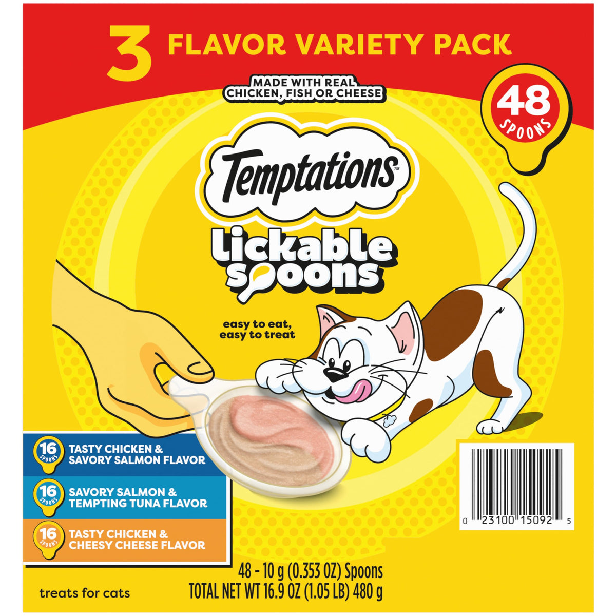 Temptations Lickable Spoons with two flavor puree for quick rewards.