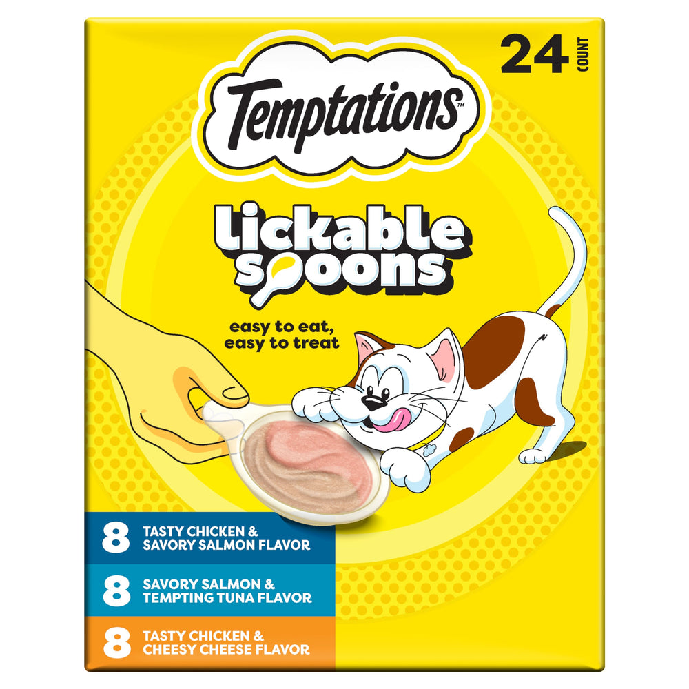 Temptations Lickable Spoons show dual flavors in one portion for cats