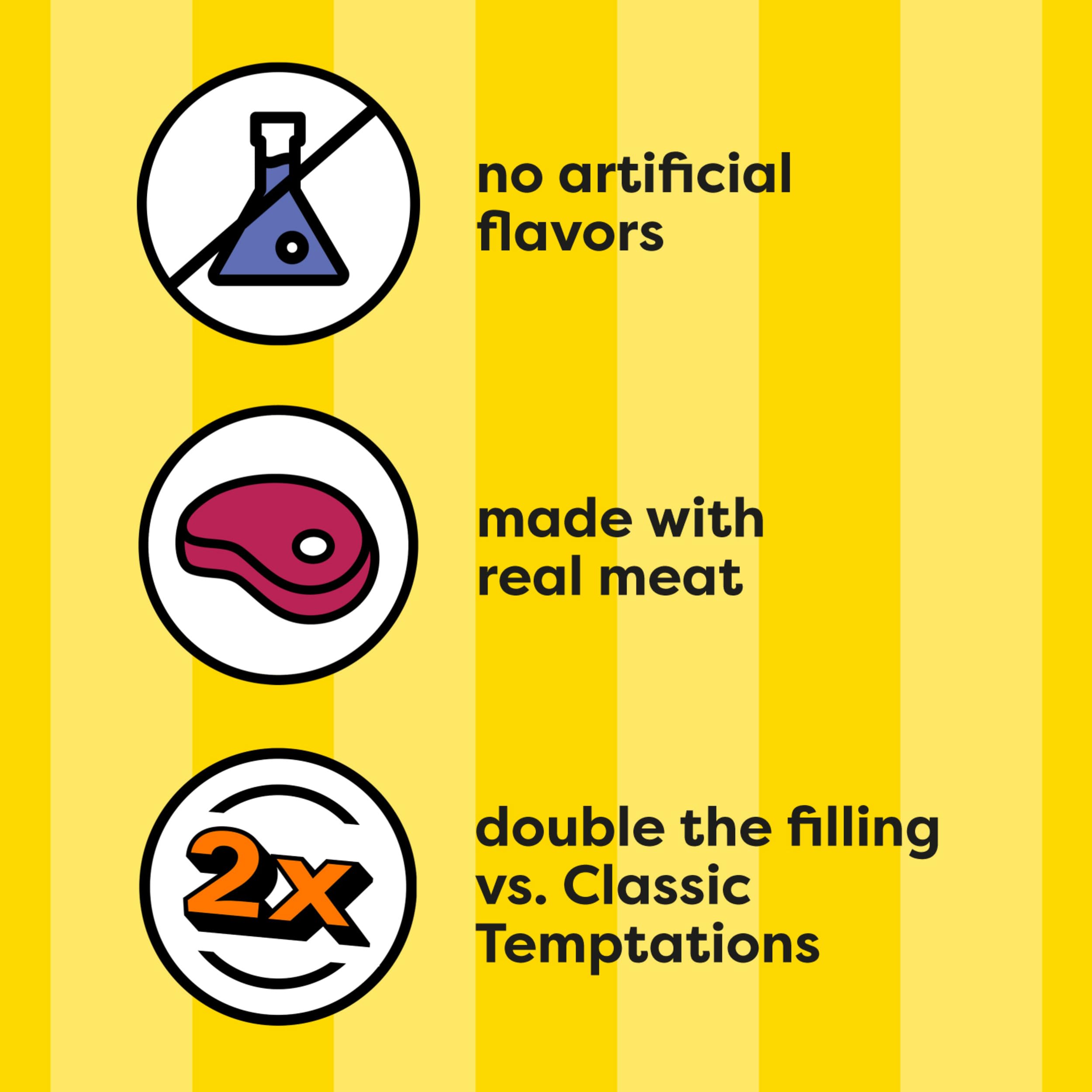 Temptations Tender Fills visible center highlighting creamy filling for cats