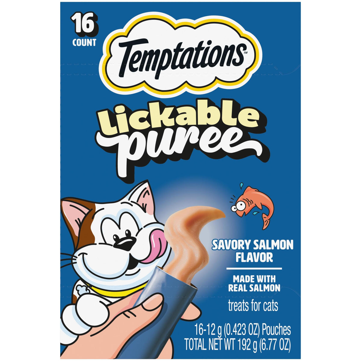 Temptations Purée Crèmeuse Saumon en tube – friandise humide pour chat.