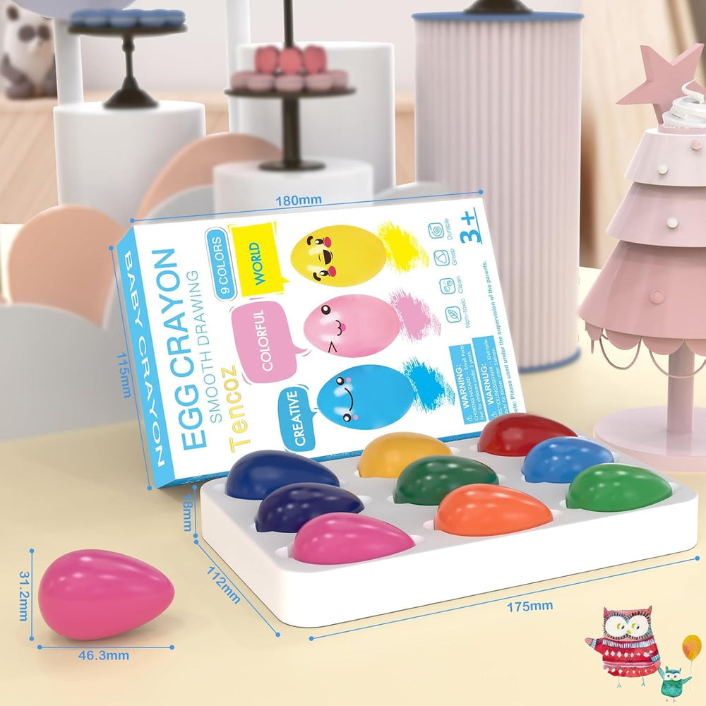 Tencoz egg-shaped crayon doubles as a rolling sensory toy.