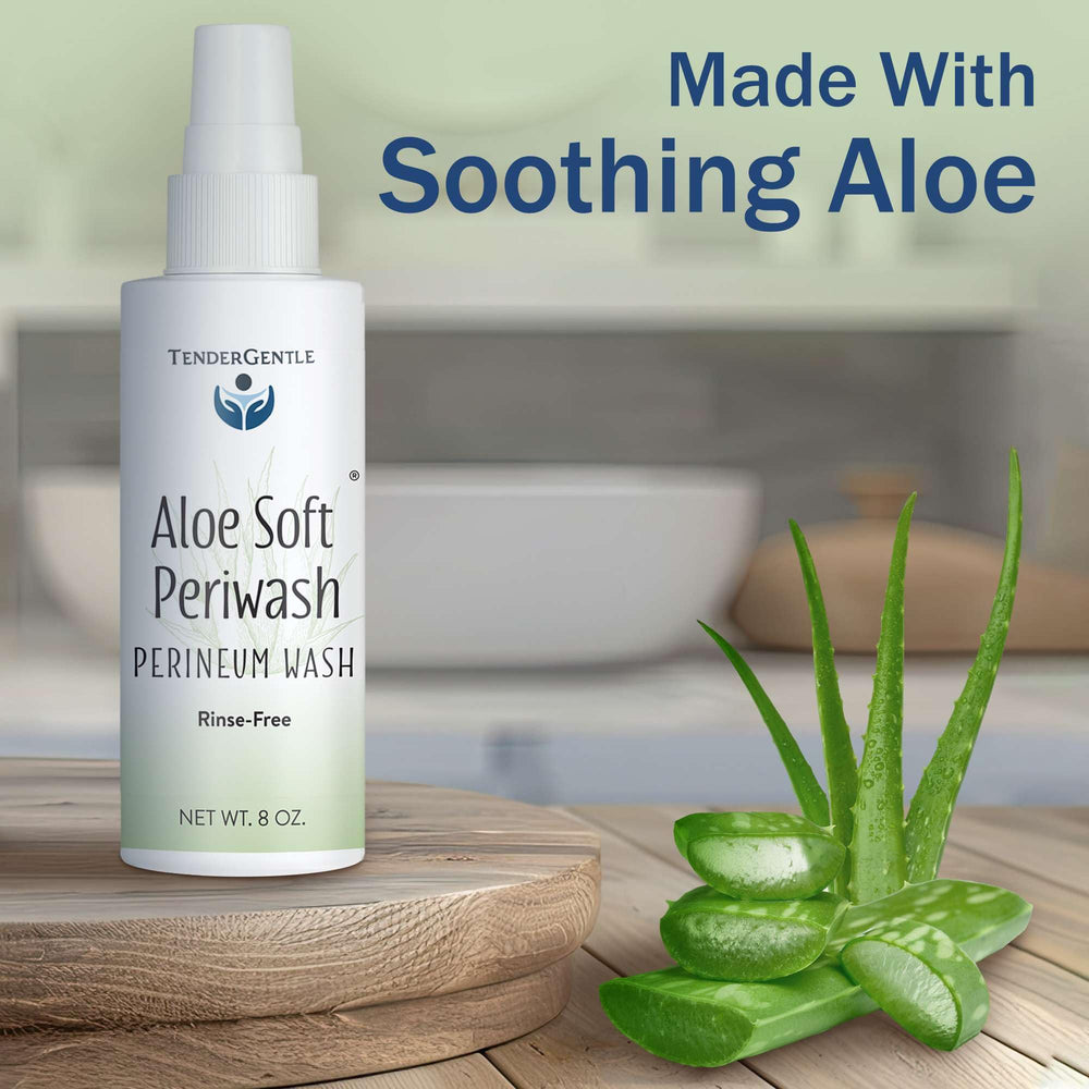 TenderGentle postpartum care spray for perineal hygiene with aloe soothing properties.